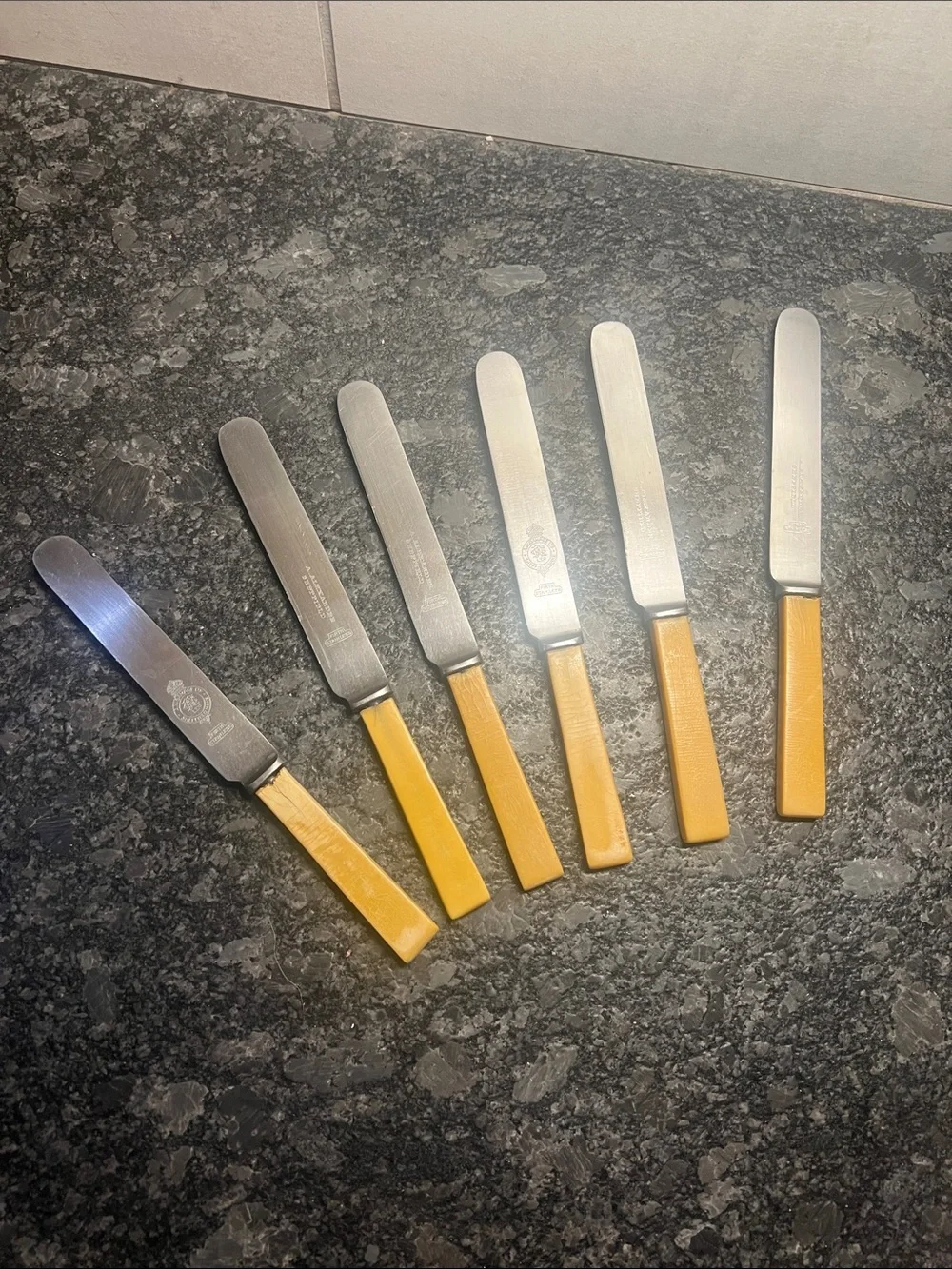 Set of 6 VINTAGE FIRTH STAINLESS steel knives. Bone handle. 1920’s-1930’s